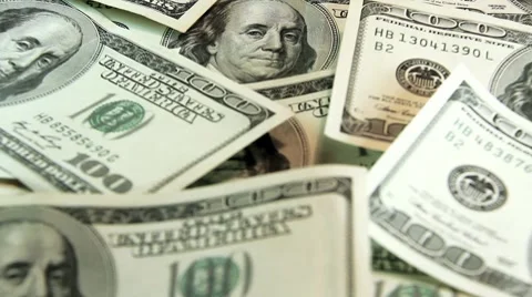 Closeup pile of American dollars Stock Footage 8995642