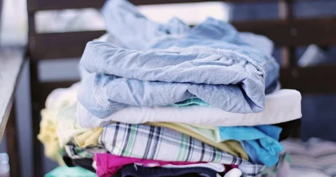 Closeup of a pile of clean laundry. Stock Footage 103629670