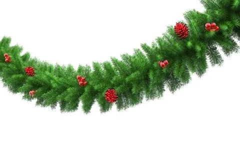 Closeup Of Pine Christmas Decorations 스톡 일러스트