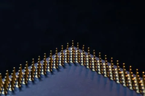 Closeup of pins of an old socket 7 computer processor 스톡 사진