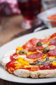 Closeup of a pizza Stock Photos