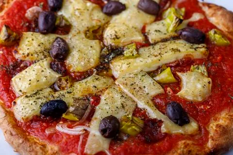 Closeup of a pizza Stock Photos
