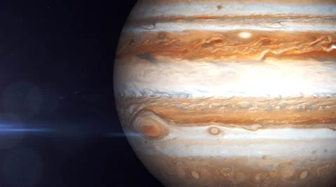 Closeup of planet Jupiter in space rotating Illustrazione stock