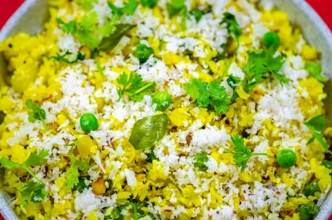 Closeup of Poha Fotos Stock