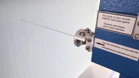 Closeup of polypropylene cube cutting machine, factory mattress, upholstery foam 库存影片 81353754