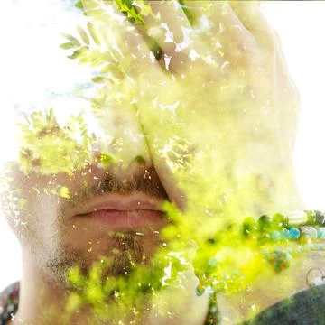 Closeup portrait and a tree Stock Photos