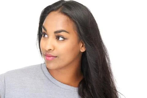 Closeup portrait of a beautiful woman looking away Stock Photos