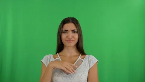 Closeup portrait cautious, afraid, serious, annoyed displeased young woman Video stock 102892632