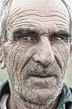 Closeup portrait of old man Stock Photos