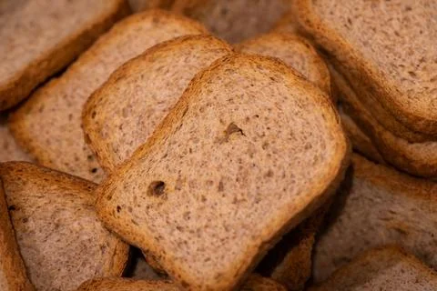A closeup portrait of a pile of multiple crispy tasty delicious rusk, sea b.. Stock Photos