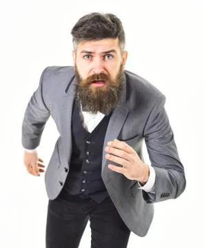 Closeup portrait, senior, scared, afraid, old man Foto stock