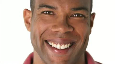 Closeup portrait of smiling African American man's face Stock Footage