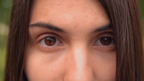 Closeup portrait smiling brunette Stock Footage 132227073
