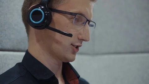 Closeup portrait of young male software engineer developer it programmer lawyer Stock Footage 80627763