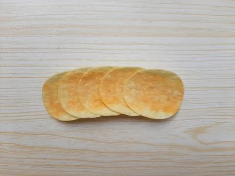 Closeup of potato chips 写真素材