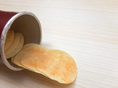 Closeup of potato chips 写真素材