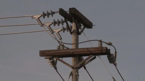 Closeup of Power Lines on Pole Video stock 42152287