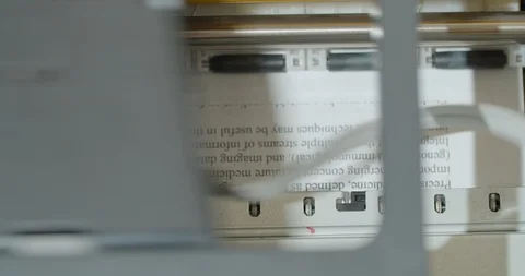 Closeup Printer printing document paper with inkjet printer. Equipment device Stock Footage 125012398