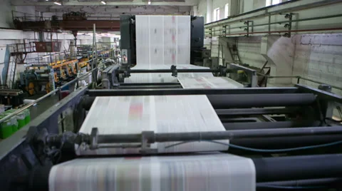 Closeup of printng machine working part with white light Stock Footage 39240086