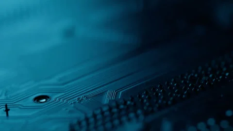 Closeup processor inside motherboard showing complexity. Macro view circuit Stock Footage 315282320