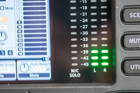 A closeup of professional audio engineering studio equipment used to record p Foto stock