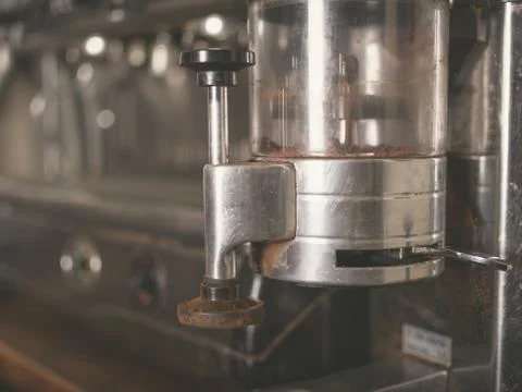 Closeup on a professional coffee machine Foto stock