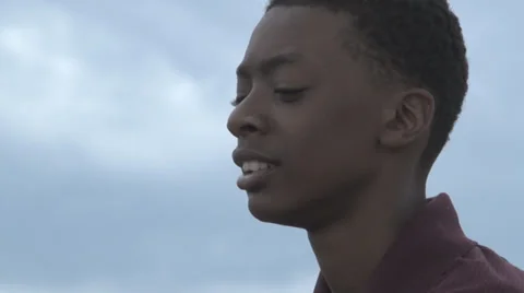 Closeup profile of boy. Stock Footage 27341704