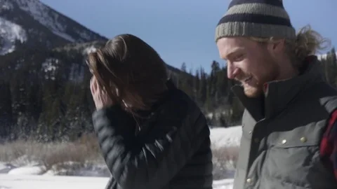 Closeup Profile Of Two Young Men (20's) Walking Along Roadside In The Mountains Video stock 72390512