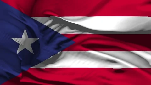 Closeup Puerto Rico Flag Wave Loop waving in wind Realistic Puerto Rico Flag Stock Footage 336650914