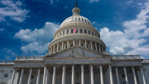 Closeup push-in time lapse cinemagraph view of the US Capitol looking up as Stock Footage 128434172