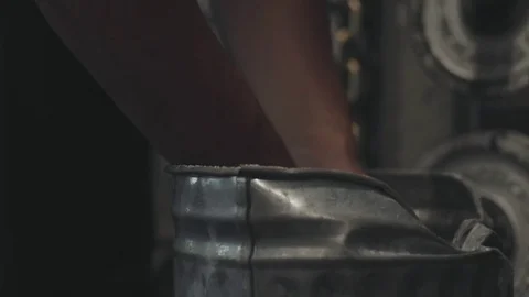 Closeup of putting chalk on hands Stock Footage 76724235