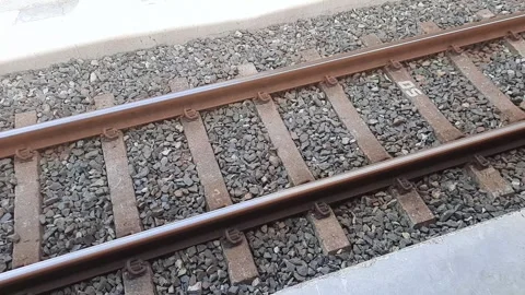 Closeup of railway at sunset Stock Footage 327719133