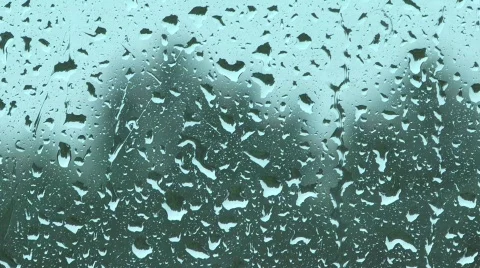 Closeup of Rain Drops on Window Stock Footage