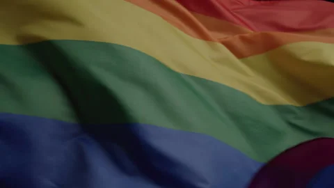 Closeup of Rainbow Pride Flag in Studio Видео 270314784