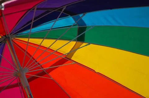 Closeup of a Rainbow Umbrella Foto stock