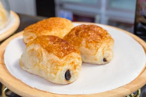 Closeup raisin bread on board Stock Photos