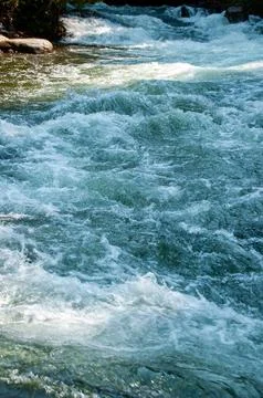 A Closeup of Rapids on a River Foto stock