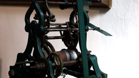 Closeup of rare old antique clock ticking at castle Hoensbroek. Stock Footage 163542664