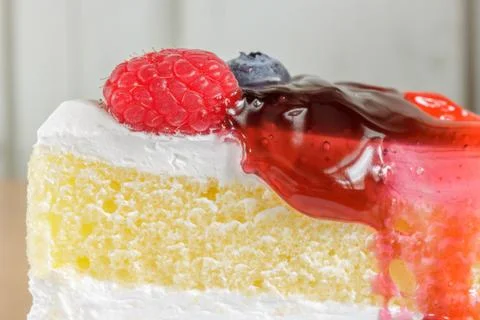 Closeup raspberry cake. Stock Photos