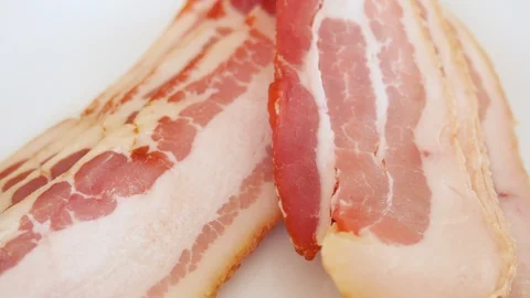 Closeup of Raw Bacon Stock Footage 130154869