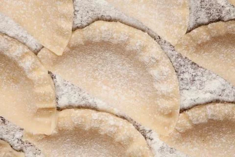 Closeup of raw dumplings Stock Photos