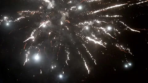 Closeup of real fireworks during new years eve in The Netherlands. Stock Footage 168202000