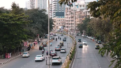 Closeup Real time shot of Moving Vehicle Traffic during evening. Mumbai, India. Stock Footage 168757347
