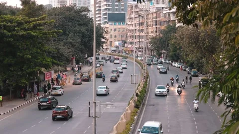 Closeup Real time shot of Moving Vehicle Traffic during evening. Mumbai, India. Stock Footage 168757600