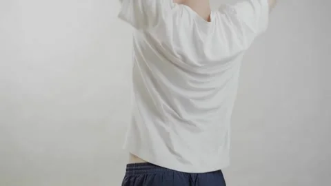 Closeup rear view of Man Suffering From Back Pain Health Problem Concept Stock-Footage 336585253
