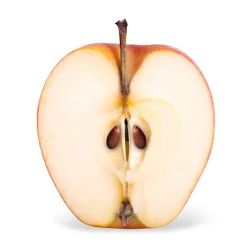Closeup of red apple half isolated Stock Photos