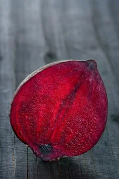 Closeup of red beet on dark background Stock Photos