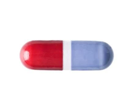 Closeup of red an blue tablet Foto stock