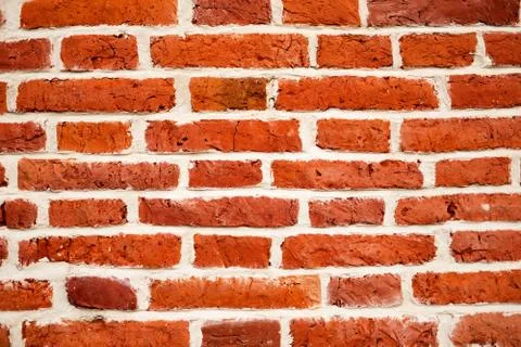 The closeup of the red brickwall as a background. Stock Photos