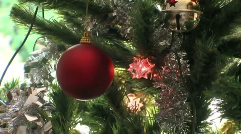 Closeup to red christmas bauble Stock Footage 1065112